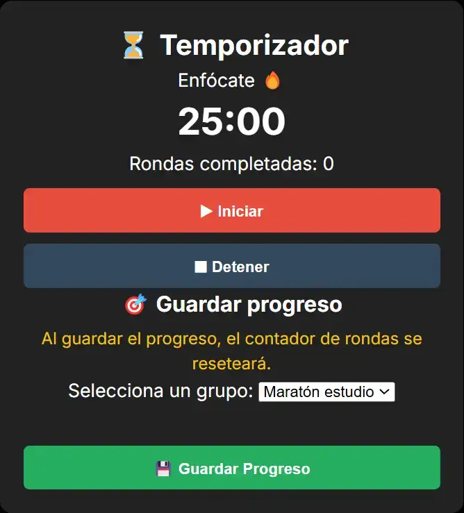 Temporizador Pomodoro en Tutaim